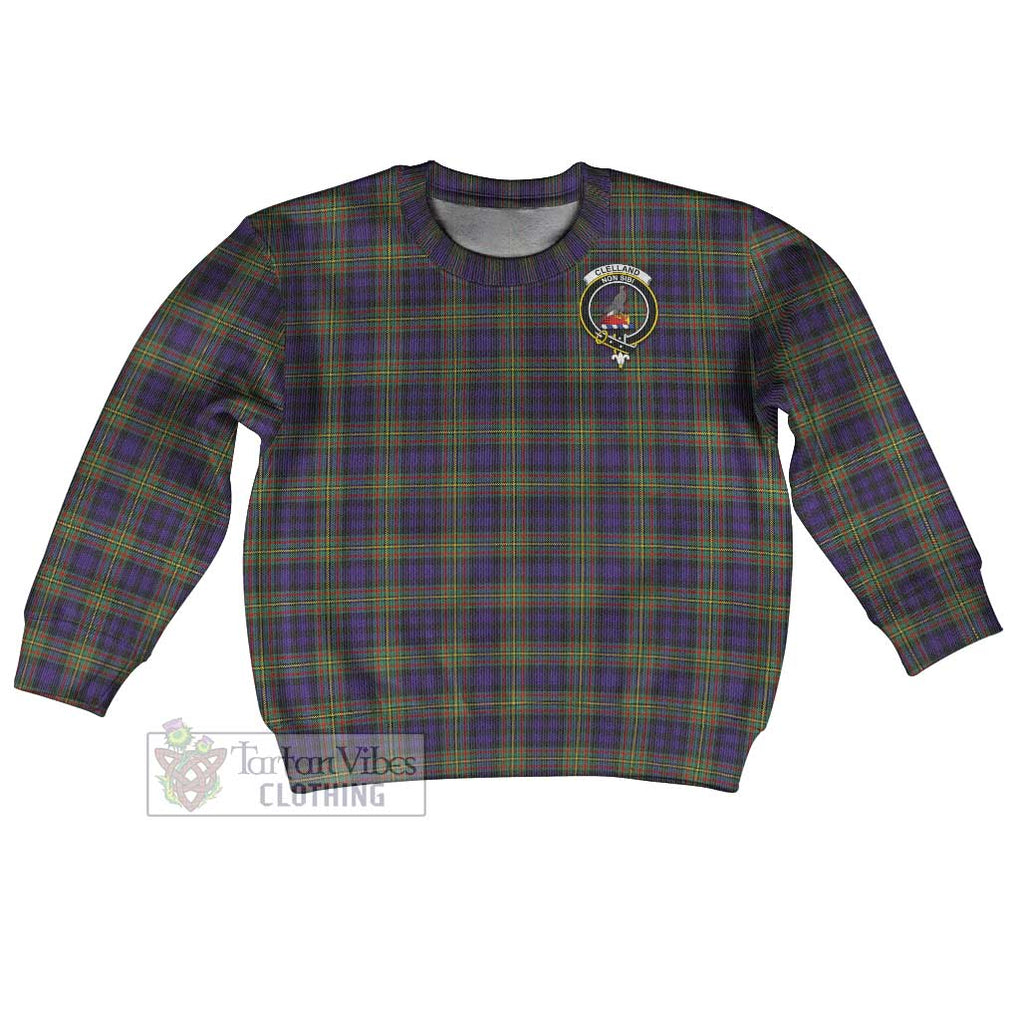 Clelland Tartan Kid Ugly Sweater with Family Crest Kid - Tartan Vibes Clothing