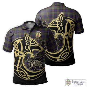 Clelland Tartan Polo Shirt with Family Crest Celtic Wolf Style Kid - Tartan Vibes Clothing