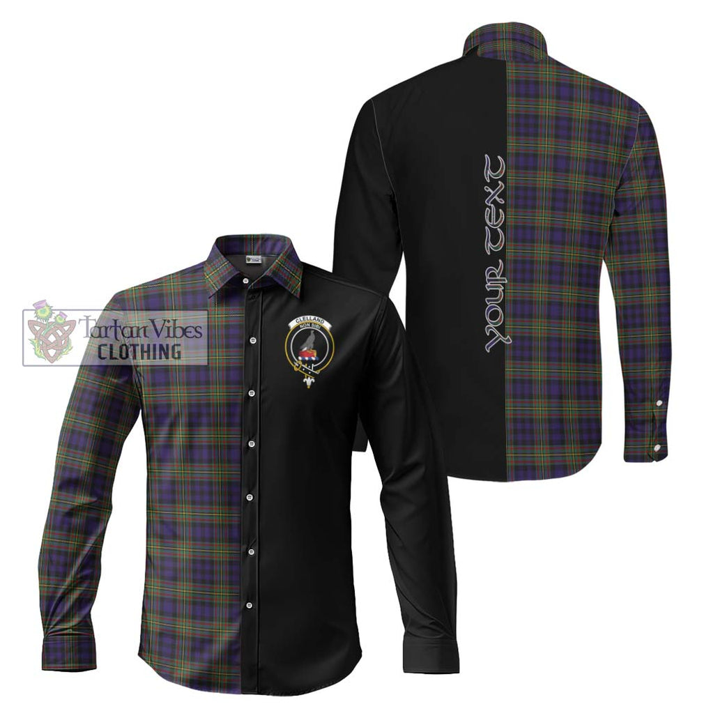 Clelland Tartan Long Sleeve Button Shirt with Family Crest and Half Of Me Style Men's Shirt S - Tartanvibesclothing Shop