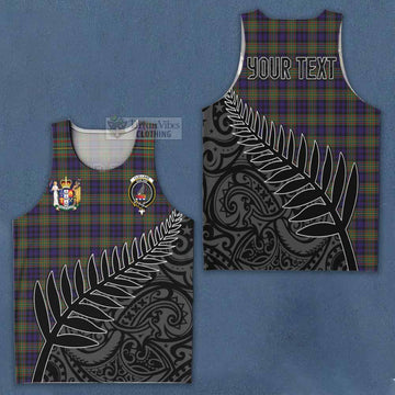 Tartan Vibes Clothing Clelland Crest Tartan Men's Tank Top with New Zealand Silver Fern Half Style