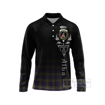 Clelland Tartan Long Sleeve Polo Shirt Featuring Alba Gu Brath Family Crest Celtic Inspired Unisex - Tartan Vibes Clothing