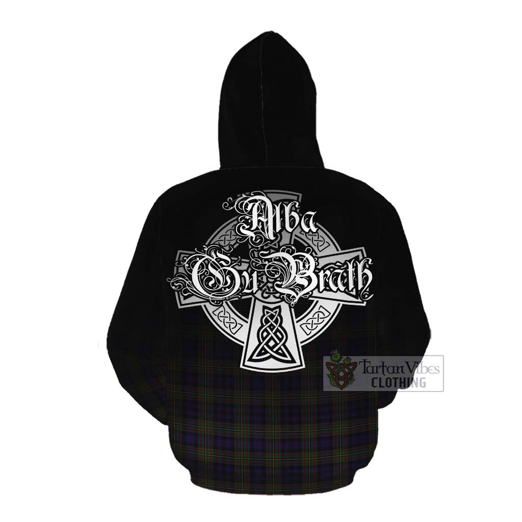 Tartan Vibes Clothing Clelland Tartan Cotton Hoodie Featuring Alba Gu Brath Family Crest Celtic Inspired