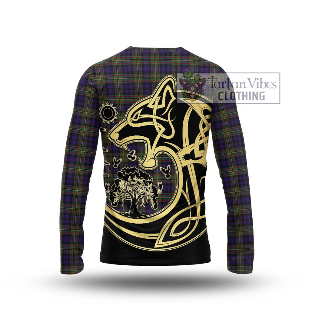 Clelland Tartan Long Sleeve T-Shirt with Family Crest Celtic Wolf Style - Tartan Vibes Clothing