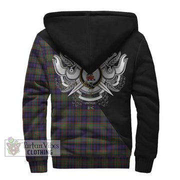 Clelland Tartan Sherpa Hoodie with Family Crest and Military Logo Style - Tartan Vibes Clothing