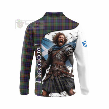Tartan Vibes Clothing Clelland Crest Tartan Long Sleeve Polo Shirt Inspired by the Freedom of Scottish Warrior