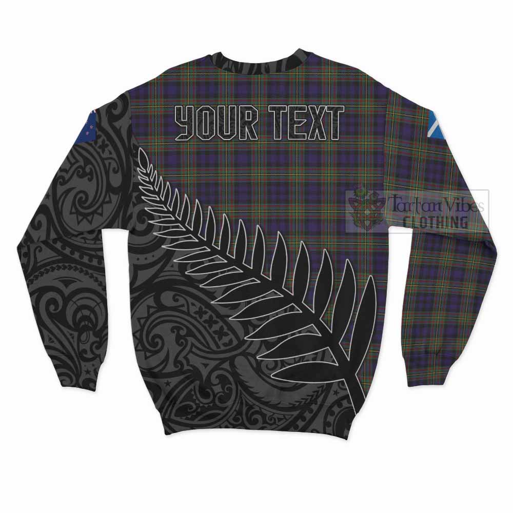 Clelland Crest Tartan Sweatshirt with New Zealand Silver Fern Half Style - Tartan Vibes Clothing
