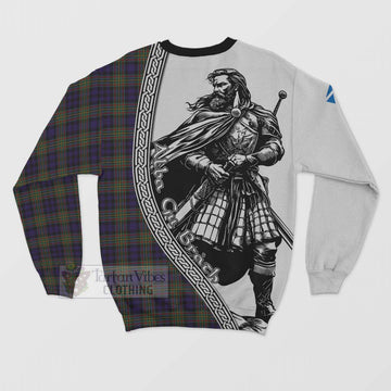 Clelland Tartan Clan Crest Sweatshirt with Highlander Warrior Celtic Style - Tartan Vibes Clothing