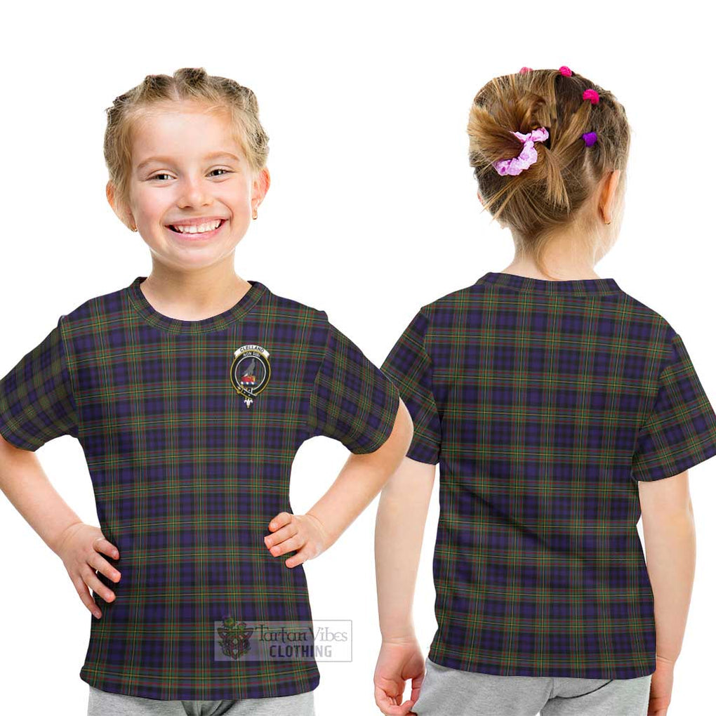 Clelland Tartan Kid T-Shirt with Family Crest - Tartan Vibes Clothing