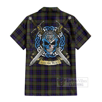 Clelland Tartan Hawaiian Shirt with Family Crest Celtic Skull Style - Tartan Vibes Clothing