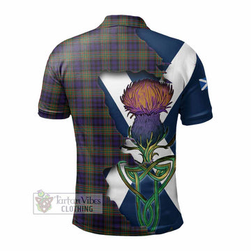 Tartan Vibes Clothing Clelland Tartan Family Crest Polo Shirt Scottish Thistle Celtic Inspired