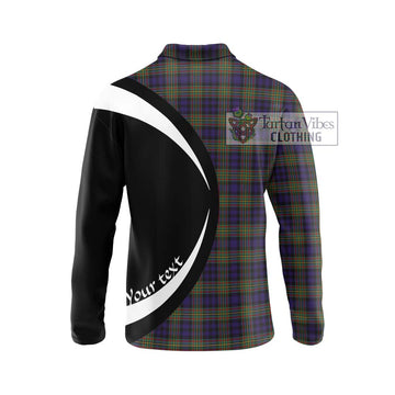 Clelland Tartan Long Sleeve Polo Shirt with Family Crest Circle Style - Tartan Vibes Clothing