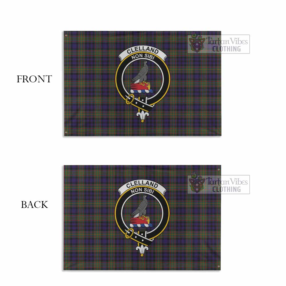Tartan Vibes Clothing Clelland Tartan House Flag with Family Crest