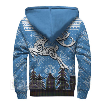 Clelland Clan Christmas Sherpa Hoodie Celtic Reindeer Style - Tartan Vibes Clothing