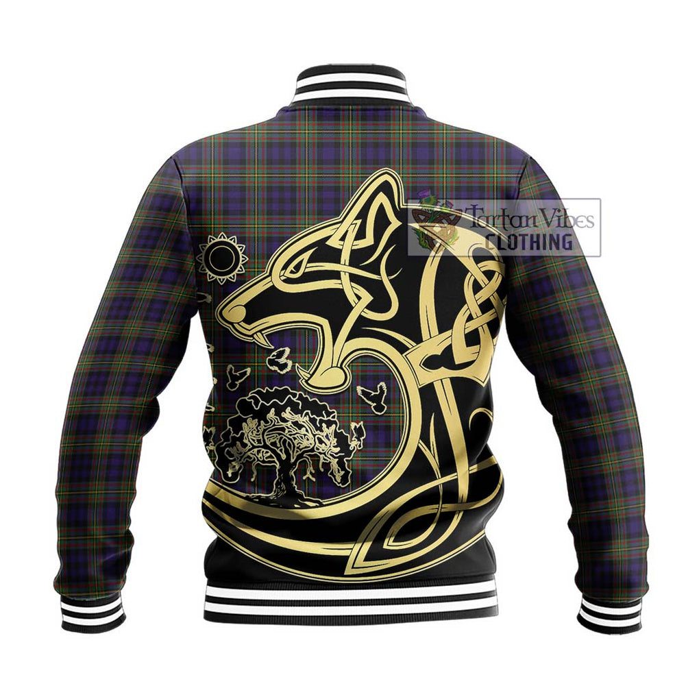Clelland Tartan Baseball Jacket with Family Crest Celtic Wolf Style - Tartan Vibes Clothing