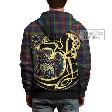Clelland Tartan Hoodie with Family Crest Celtic Wolf Style - Tartan Vibes Clothing