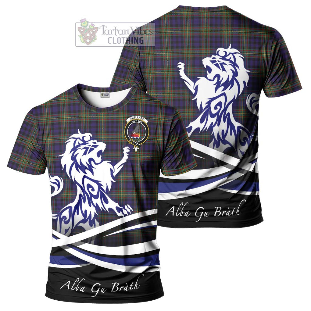 Clelland Tartan Cotton T-shirt with Alba Gu Brath Regal Lion Emblem Women's Shirt - Tartan Vibes Clothing