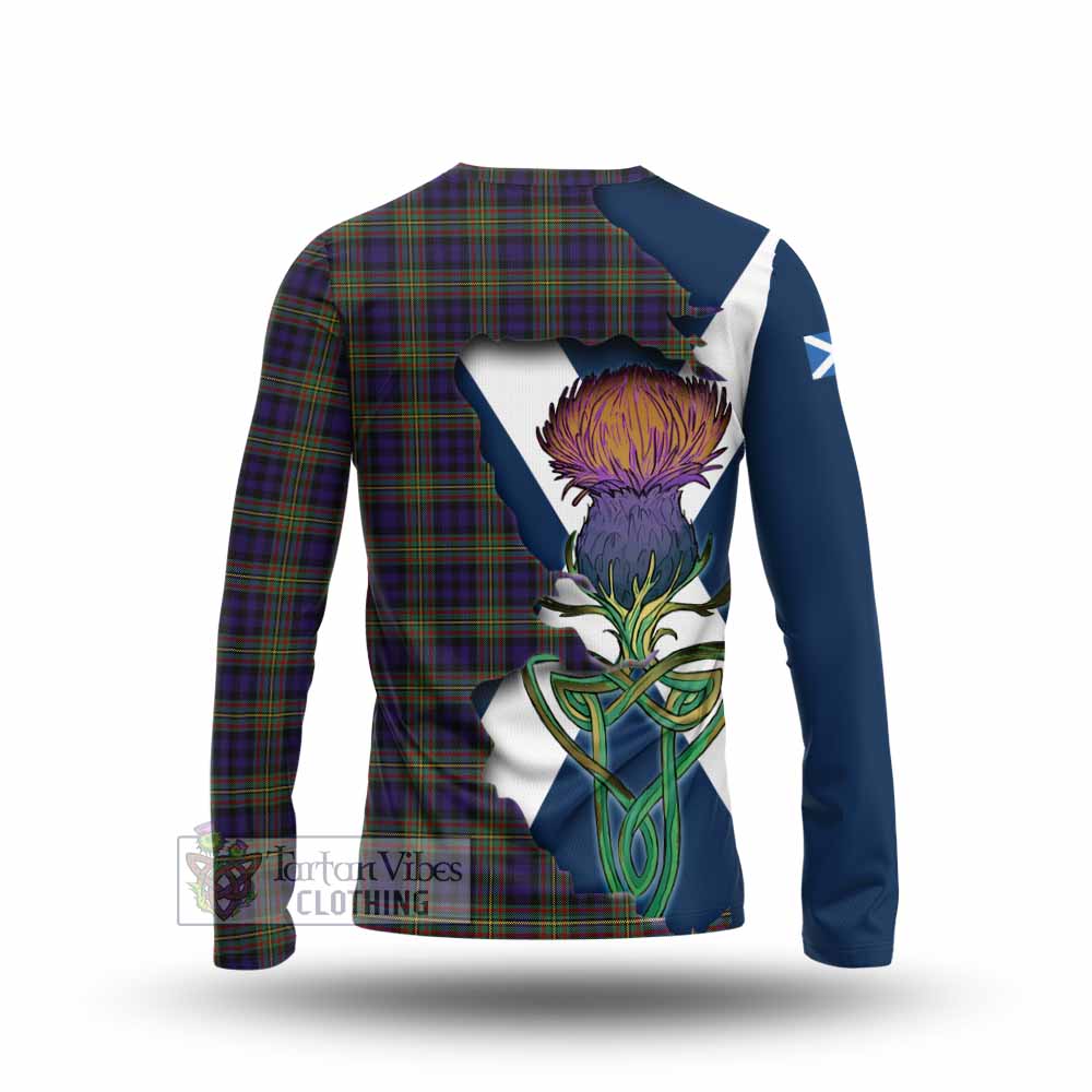 Tartan Vibes Clothing Clelland Tartan Family Crest Long Sleeve T-Shirt Scottish Thistle Celtic Inspired
