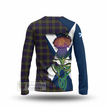 Tartan Vibes Clothing Clelland Tartan Family Crest Long Sleeve T-Shirt Scottish Thistle Celtic Inspired