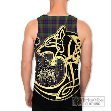 Clelland Tartan Men's Tank Top with Family Crest Celtic Wolf Style - Tartan Vibes Clothing