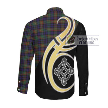 Clelland Tartan Long Sleeve Button Shirt with Family Crest and Celtic Symbol Style Men's Shirt - Tartan Vibes Clothing