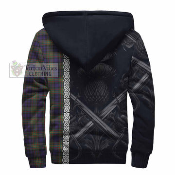 Clelland Tartan Sherpa Hoodie with Family Crest Cross Sword Thistle Celtic Vibes - Tartan Vibes Clothing
