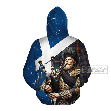 Clelland Tartan Cotton Hoodie with Family Crest Scottish Bagpiper Vibes Pullover Hoodie - Tartan Vibes Clothing