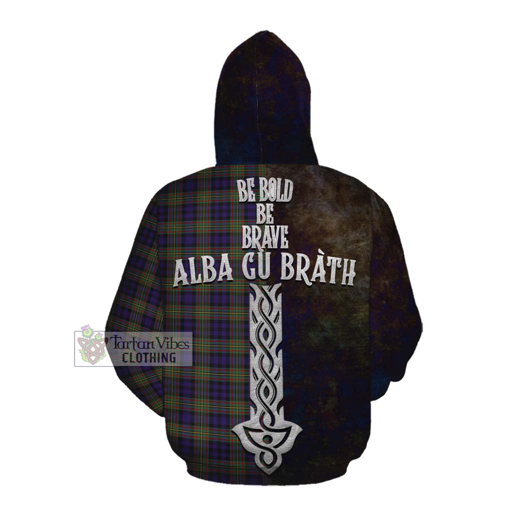 Tartan Vibes Clothing Clelland Tartan Family Crest Cotton Hoodie Alba Gu Brath Be Brave Lion Ancient Style