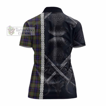 Clelland Tartan Women's Polo Shirt with Family Crest Cross Sword Thistle Celtic Vibes - Tartan Vibes Clothing