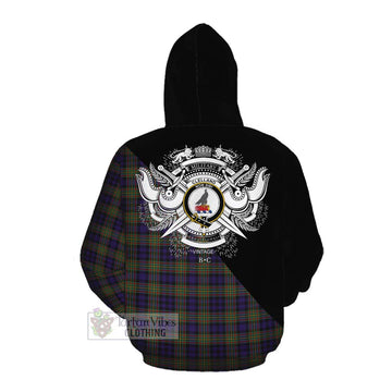 Clelland Tartan Cotton Hoodie with Family Crest and Military Logo Style Pullover Hoodie - Tartan Vibes Clothing