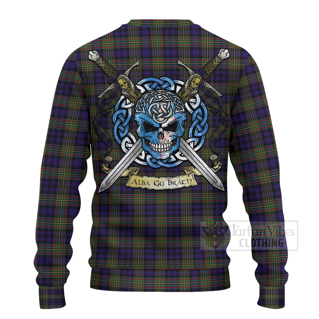 Clelland Tartan Ugly Sweater with Family Crest Celtic Skull Style - Tartan Vibes Clothing