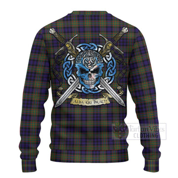 Clelland Tartan Ugly Sweater with Family Crest Celtic Skull Style - Tartan Vibes Clothing