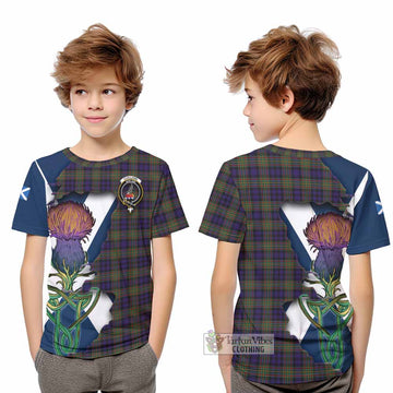 Tartan Vibes Clothing Clelland Tartan Family Crest Kid T-Shirt Scottish Thistle Celtic Inspired