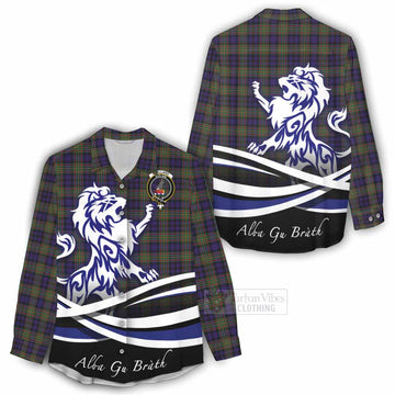 Clelland Tartan Women's Casual Shirt with Alba Gu Brath Regal Lion Emblem - Tartan Vibes Clothing