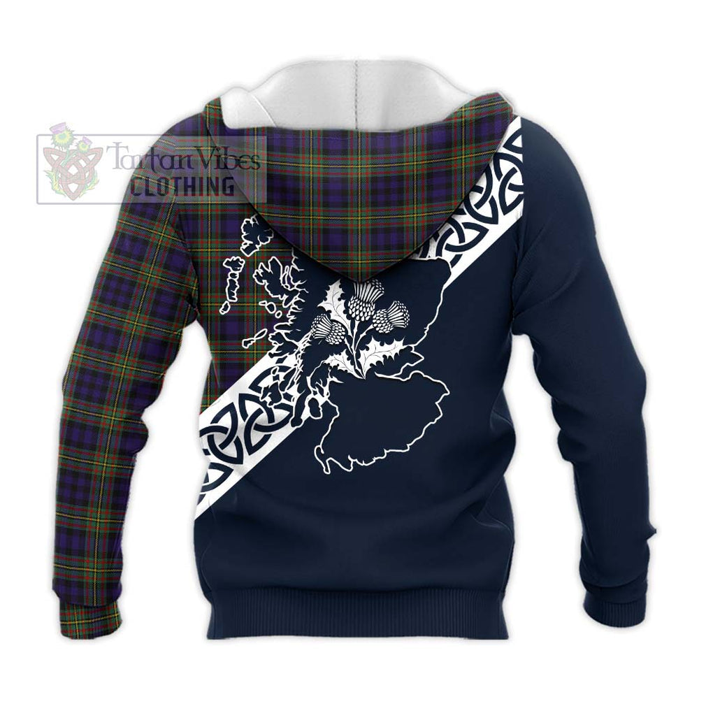 Clelland Tartan Knitted Hoodie Featuring Thistle and Scotland Map - Tartan Vibes Clothing