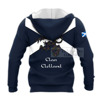 Clelland Tartan Lion Rampant Knitted Hoodie Proudly Display Your Heritage with Alba Gu Brath and Clan Name - Tartan Vibes Clothing