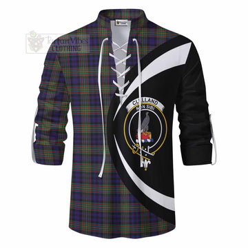 Clelland Tartan Ghillie Kilt Shirt with Family Crest Circle Style - Tartan Vibes Clothing