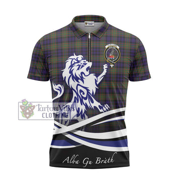 Clelland Tartan Zipper Polo Shirt with Alba Gu Brath Regal Lion Emblem - Tartan Vibes Clothing