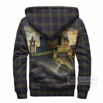 Clelland Tartan Family Crest Sherpa Hoodie with Scottish Ancient Castle Style - Tartan Vibes Clothing