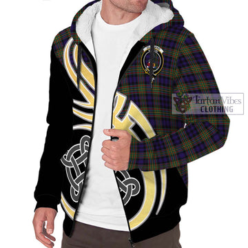 Clelland Tartan Sherpa Hoodie with Family Crest and Celtic Symbol Style - Tartan Vibes Clothing