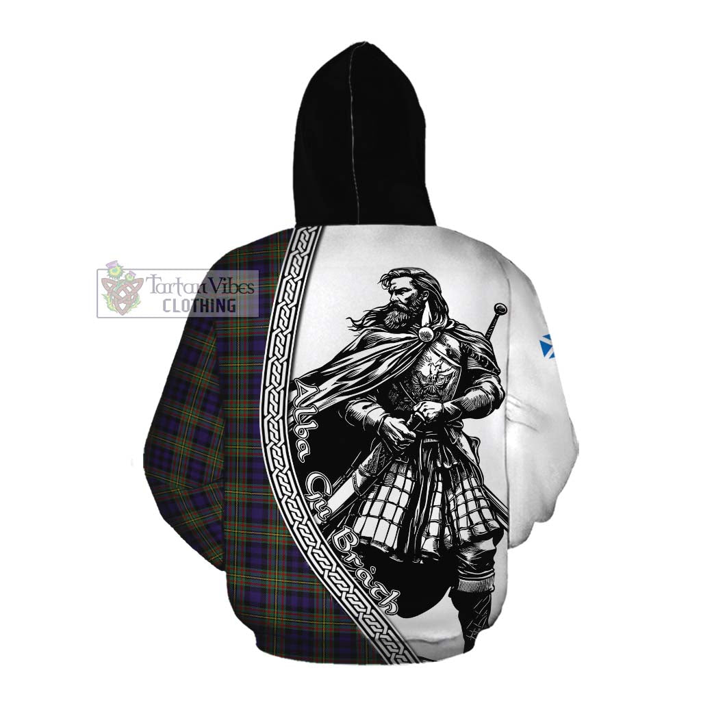 Clelland Tartan Clan Crest Cotton Hoodie with Highlander Warrior Celtic Style Pullover Hoodie - Tartan Vibes Clothing