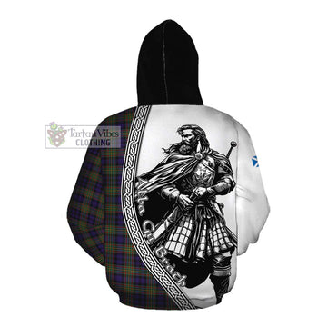 Clelland Tartan Clan Crest Cotton Hoodie with Highlander Warrior Celtic Style Pullover Hoodie - Tartan Vibes Clothing