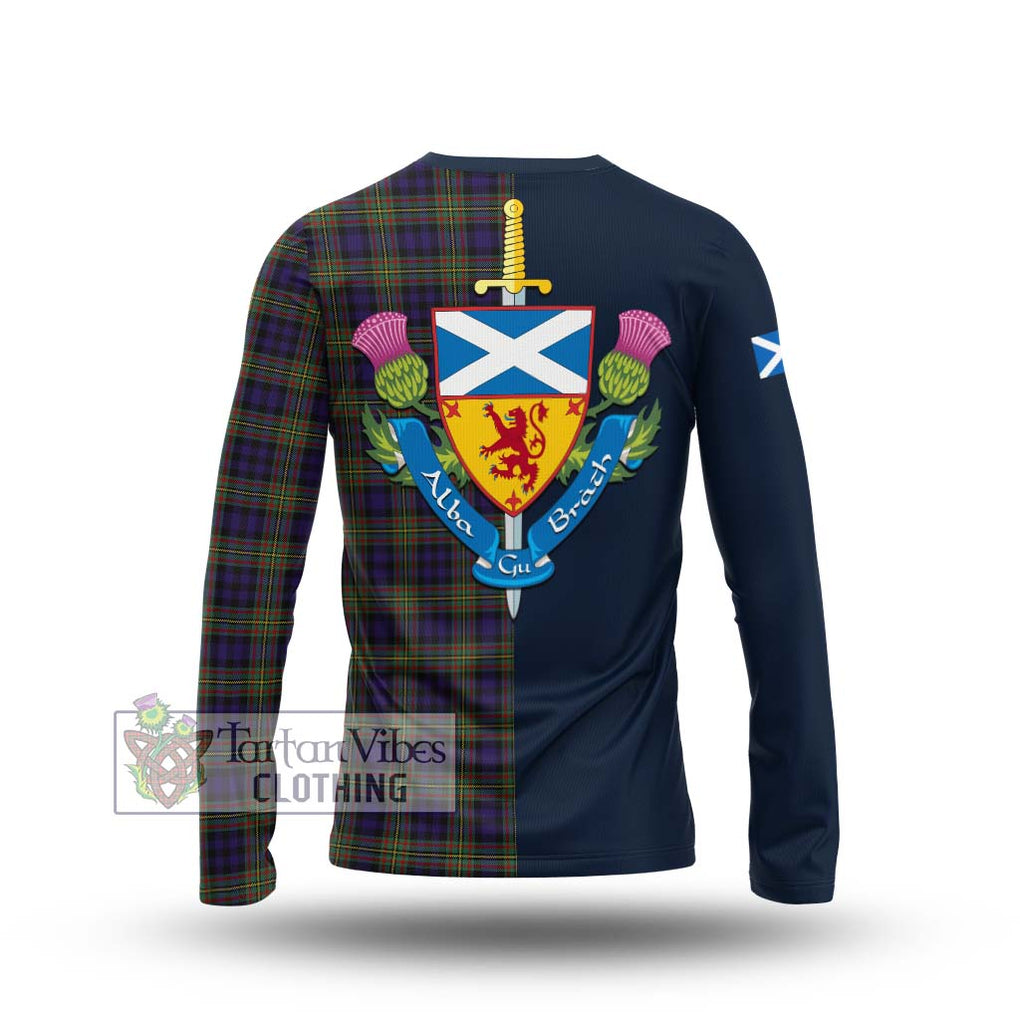 Clelland Tartan Long Sleeve T-Shirt Alba with Scottish Lion Royal Arm Half Style - Tartan Vibes Clothing