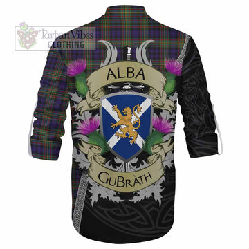 Clelland Tartan Family Crest Ghillie Kilt Shirt Lion Rampant Royal Thistle Shield Celtic Inspired - Tartan Vibes Clothing