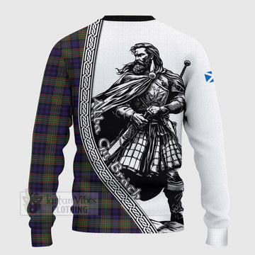 Clelland Tartan Clan Crest Knitted Sweater with Highlander Warrior Celtic Style - Tartan Vibes Clothing