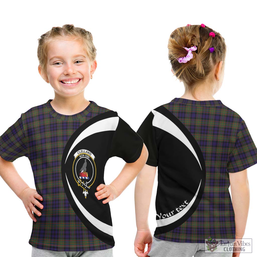 Clelland Tartan Kid T-Shirt with Family Crest Circle Style - Tartan Vibes Clothing
