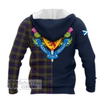 Clelland Tartan Knitted Hoodie Alba with Scottish Lion Royal Arm Half Style - Tartan Vibes Clothing