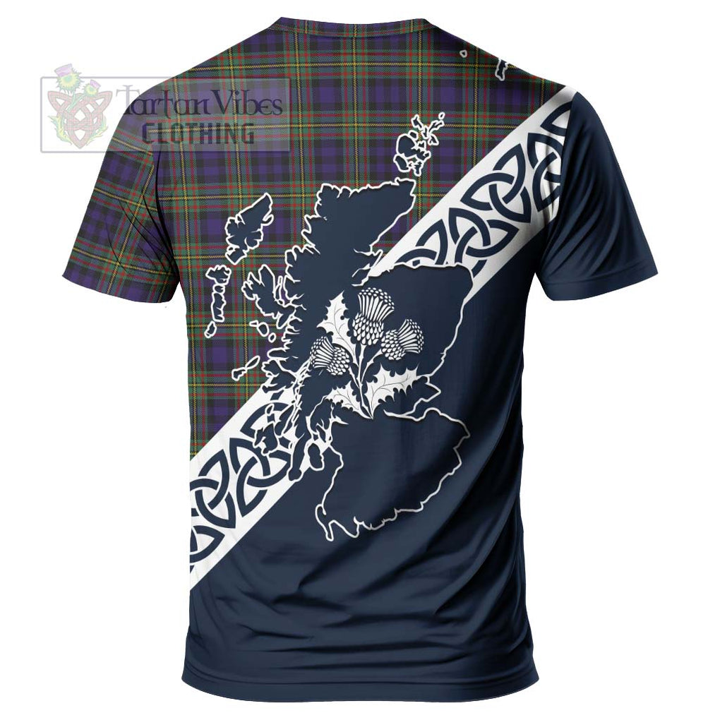 Clelland Tartan T-Shirt Featuring Thistle and Scotland Map - Tartanvibesclothing Store