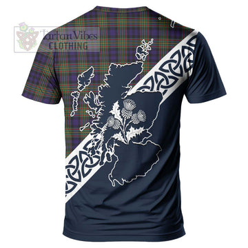 Clelland Tartan T-Shirt Featuring Thistle and Scotland Map - Tartanvibesclothing Store