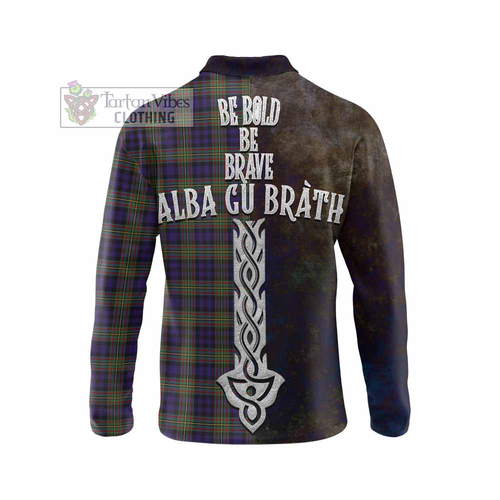 Tartan Vibes Clothing Clelland Tartan Family Crest Long Sleeve Polo Shirt Alba Gu Brath Be Brave Lion Ancient Style
