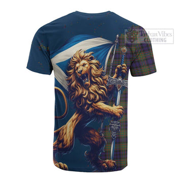 Clelland Tartan Family Crest Cotton T-shirt with Scottish Majestic Lion - Tartan Vibes Clothing